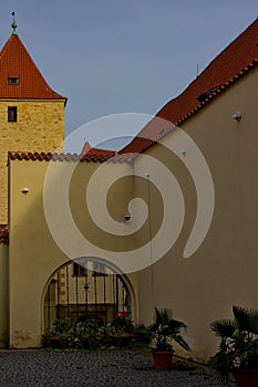 The Romanesque Black Tower in Hradcany is the castle district of Prague.