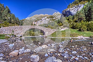 Romanesque bridge of Bujaruelo, Ordesa and Monte Perdido National Park, Spain photo