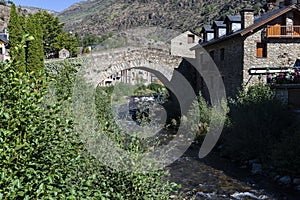 Romanesque bridge of Esterri Aneu, Lleida, Catalonia, Spain photo