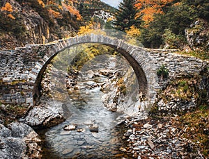 Romanesque bridge of Isaba, Valle de Roncal, Navarre, Spain photo