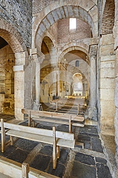Romanesque chapel interior. San Pedro de Nave. Campillo, Zamora, Spain