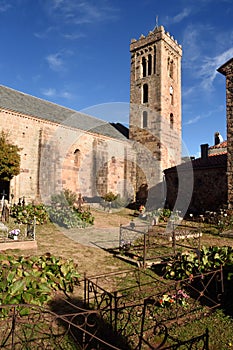 Romanesque Church of Coustouges,Pyrenees mountains, Languedoc-RoselloÌn, France