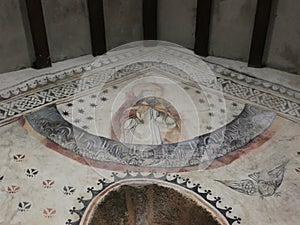 Romanesque church and its mural paintings. In Galicia Northwest Spain