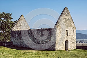Romanesque church ruins in Haluzice village, Slovakia
