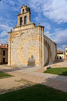 Romanesque church of San Isidroro inf the beautiful city of Zamora in a sunny day, Castilla y Leon