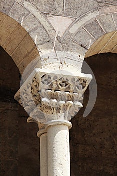 Romanesque church in segovia, detail of a capital