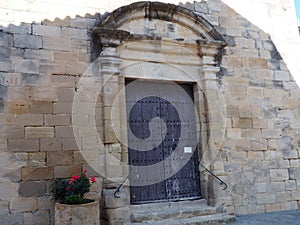 romanesque doorway of the church of santa maria de la fulleda, lerida, spain, europe