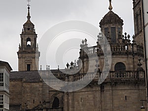 Romanesque facade of the Cathedral of Santa Maria de Lugo, Romanesque style, Galicia, Spain, Europe