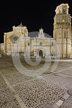 Romanesque and gothic church by night. Colegiata Toro. Castilla LeÃÂ³n photo