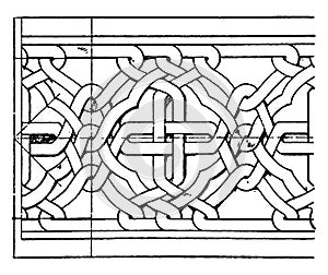 Romanesque Interlacement Band is an oriental pattern, vintage engraving photo