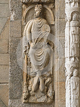 Romanesque King David in Platerias facade photo