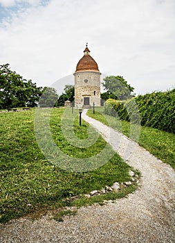 Romanesque rotunda with footpath in Skalica, Slovakia, architect