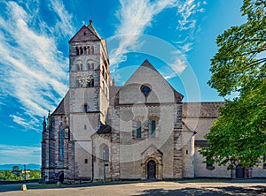 Romanesque Stephansmuenster as a landmark on the castle hill in Breisach