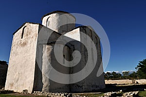 Romanesque style oldest church of Holy Cross in Nin, Croatia