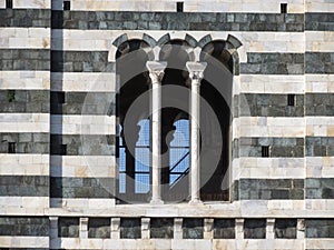 Romanesque trifora window