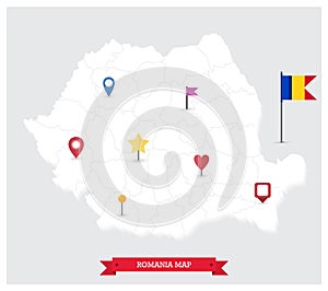 Romania 3D Map and map icons