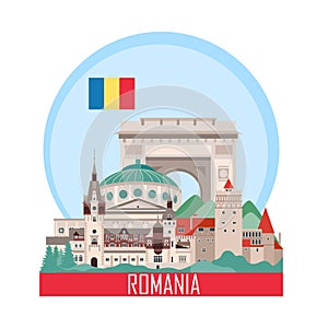 Romania background with national attractions