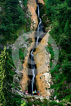 Romania beautiful landscape waterfall in the forest and natural Cheile Nerei natural park