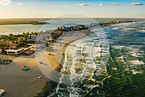 Romania Black Sea Coastline and beach at Mamaia, Constanta city