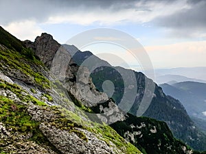 Romania, Bucegi Mountains, view to Morarului Ridge