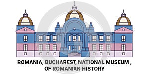 Romania, Bucharest, National Museum , Of Romanian History travel landmark vector illustration