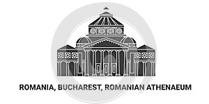 Romania, Bucharest, Romanian Athenaeum, travel landmark vector illustration