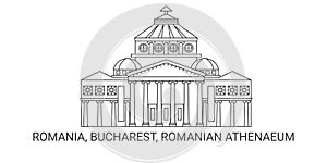 Romania, Bucharest, Romanian Athenaeum, travel landmark vector illustration