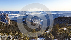 Romania, Ceahlau Mountains, Viewpoint from Dochia Chalet.