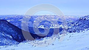 Romania, Ceahlau Mountains, Viewpoint from Dochia Chalet.