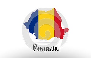Romania country flag inside map contour design icon logo