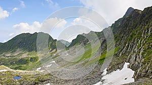 Romania, Fagaras Mountains, Tarata Ridge, Viewpoint from Podragu Saddle. photo