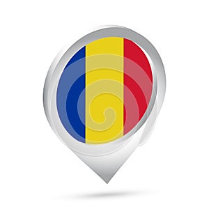 Romania flag 3d pin icon