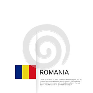 Romania flag background. State patriotic romanian banner, cover. Document template, romania flag on white background. National