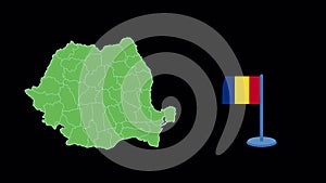 Romania Flag and Map Shape Animation