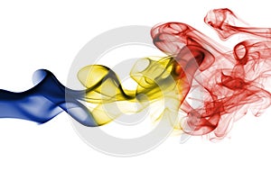 Romania flag smoke