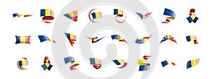 Romania flag, vector illustration on a white background