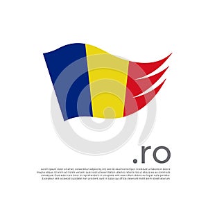 Romania flag. Vector stylized design national poster on a white background. Romanian flag painted with abstract brush strokes with