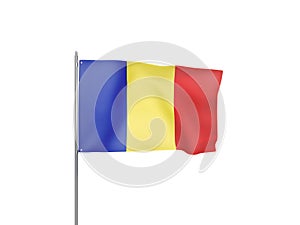 Romania flag waving white background 3D illustration