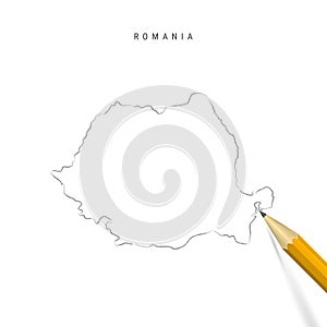 Romania freehand pencil sketch outline vector map isolated on white background