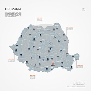 Romania infographic map vector illustration.