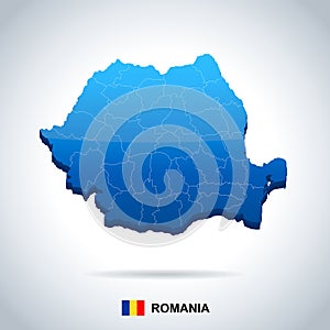 Romania - map and flag - Detailed Vector Illustration