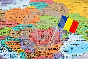 Romania map and flag pin