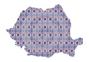 Romania map with traditional theme - cdr format