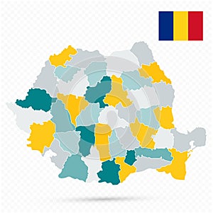 Romania Map on transparent background