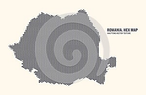 Romania Map Vector Hexagonal Half Tone Pattern Isolated On Light Background
