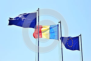 Romania Nato and EU Flags