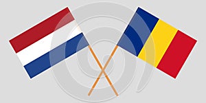 Romania and Netherlands. The Romanian and Netherlandish flags. Official proportion. Correct colors. Vector