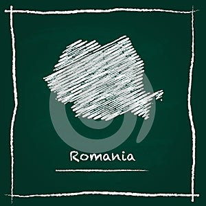 Romania outline vector map hand drawn with chalk.