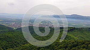 Romania, Persani Mountains, Magura Codlei, viewpoint to Codlea City.