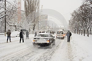 Romania's capital, Bucharest under heavy snow.